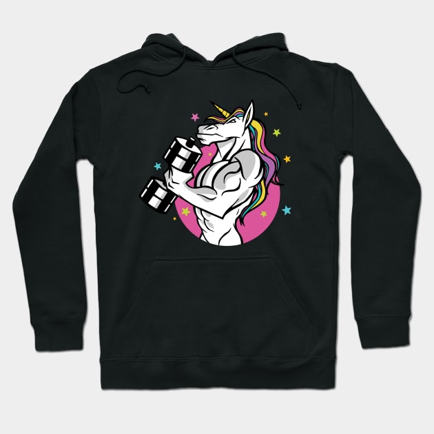 Workout Gym UNICORN fitness MUSCULAR Hoodie by Midoart